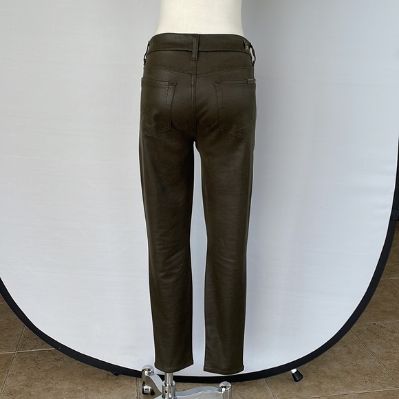 7 For All Mankind Faux Leather Pants Olive Sz 29 - Picture 6 of 15